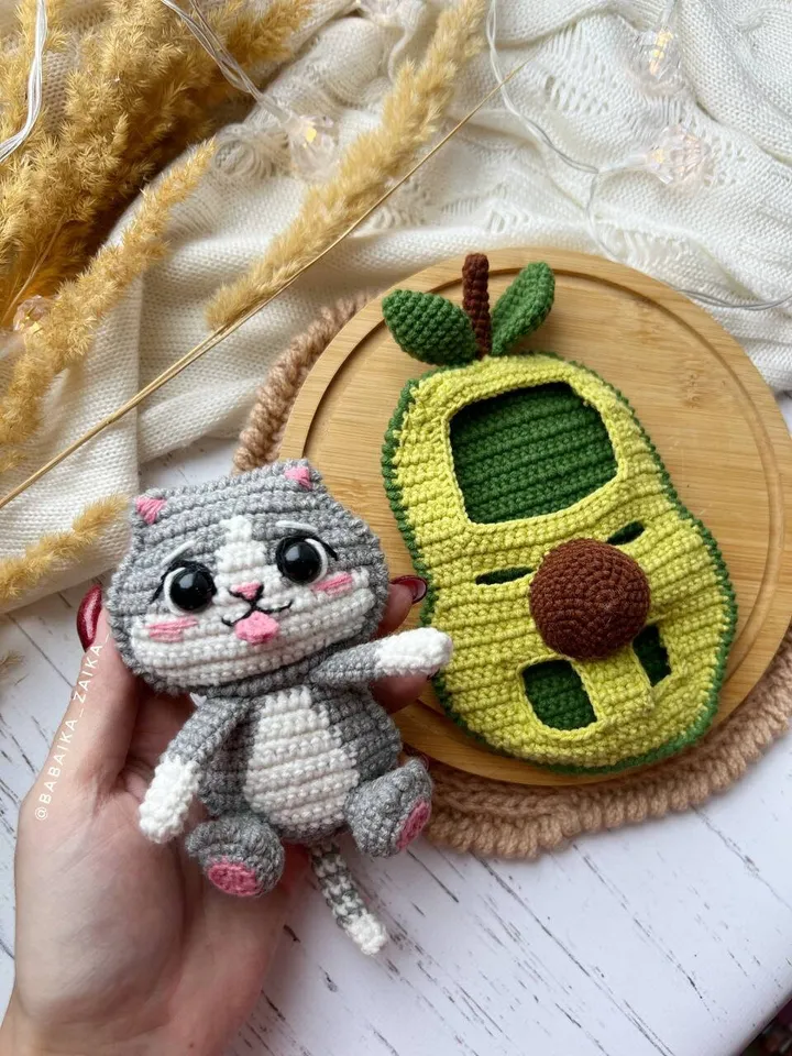 PDF Crochet Pattern Avocado Cat, Amigurumi AvoCato pattern, Cute cat, Animal pattern, Amigurumi animal, Crochet animal, Crochet Avocado