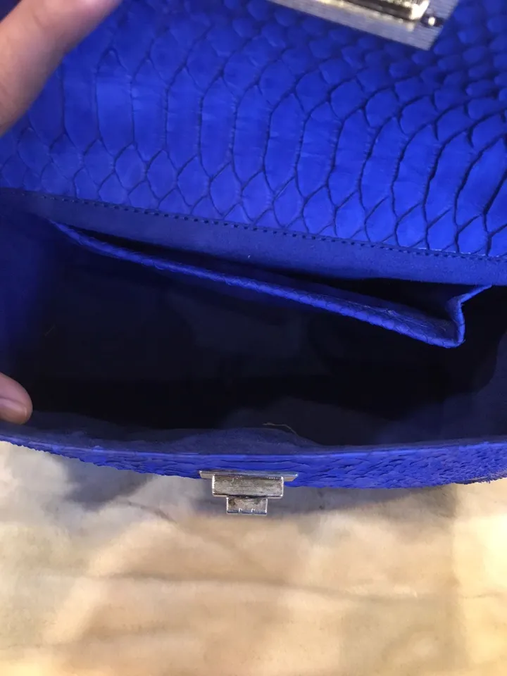 Top handle bright blue classy genuine python skin bag | exotic leather bags | Elegant women purse | snake skin bag | designer leather bag