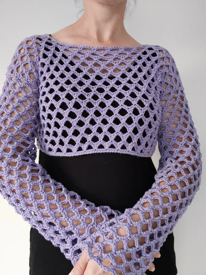 Top crochet, Mesh sweater crochet pattern, cropped sweater crochet, crop top crochet pattern pdf