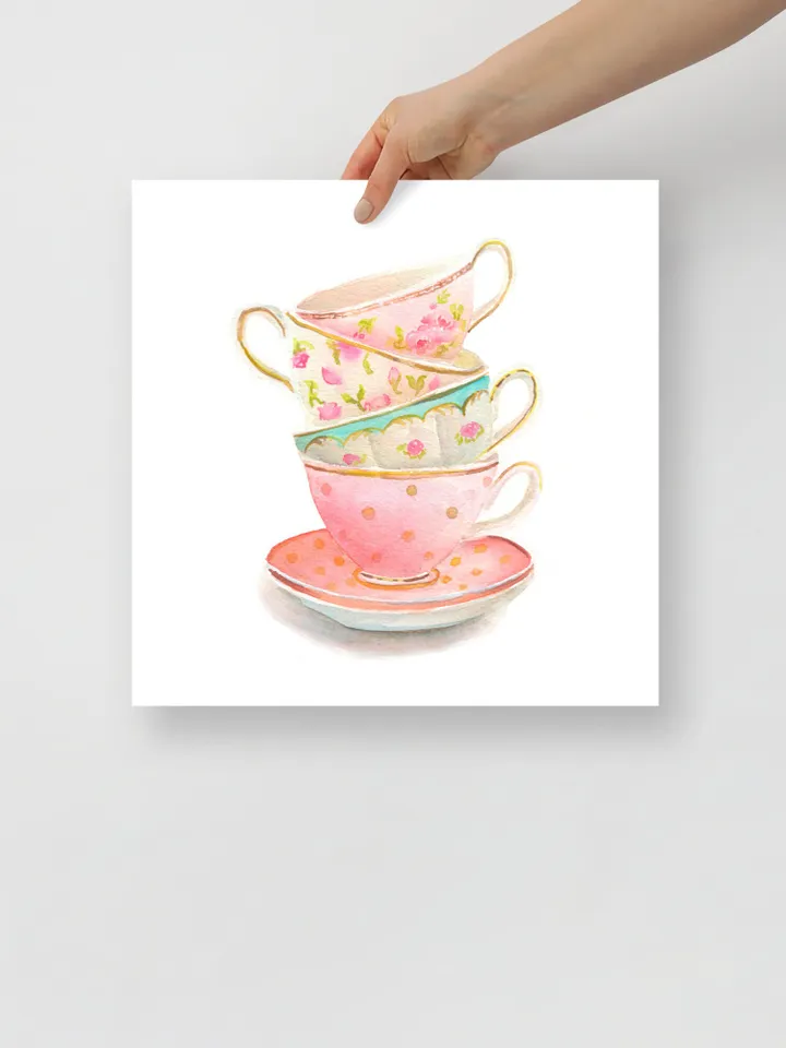Tea Cups Watercolor Print Vintage Tea Cups Tea Lover Gift Tea Party Decor Gift For Tea Lovers Tea Wall Decor Best Gift For Her Tea Lover Art