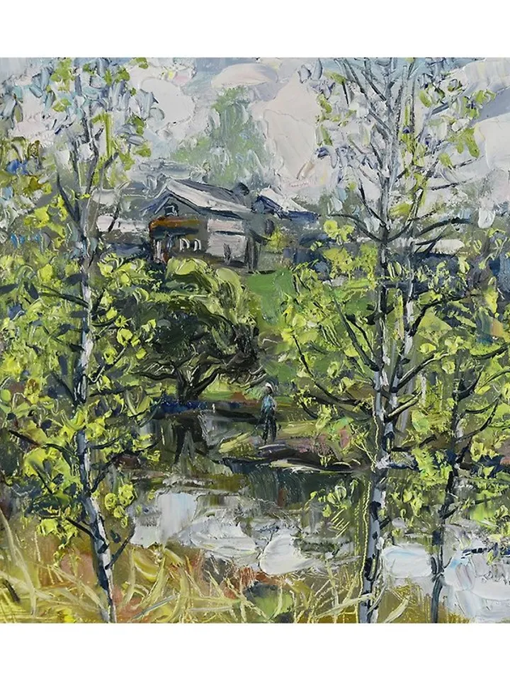 Birch Painting Spring Artwork Landscape Oil Impressionism Plein Air Nature Art