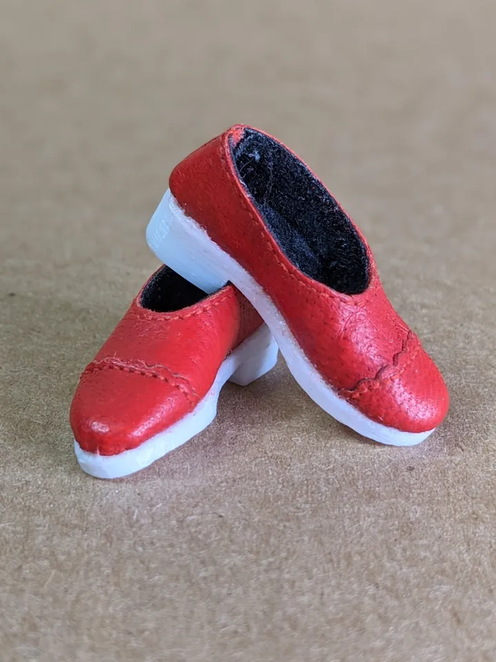 Handmade red & white leather Oxford shoes for 16-inch Integrity dolls (FR16)
