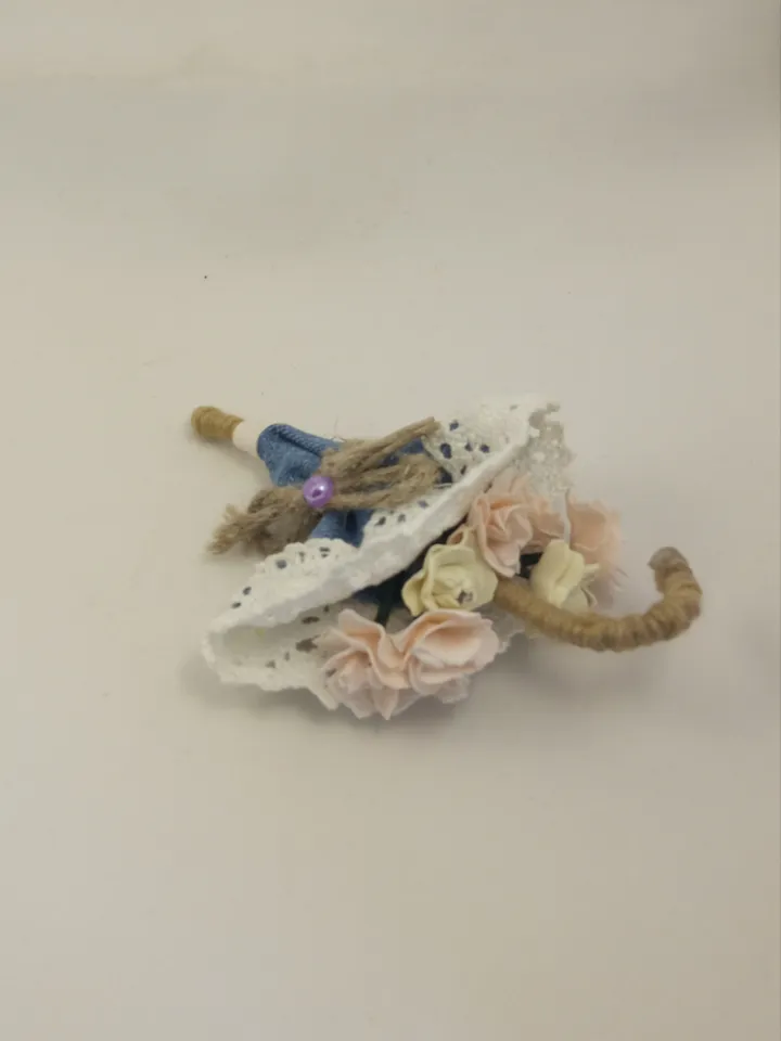 Denim umbrella brooch on pin/ handmade jeans brooch/ textile jewellery/women's accessories/jeans jewellery/gift for her