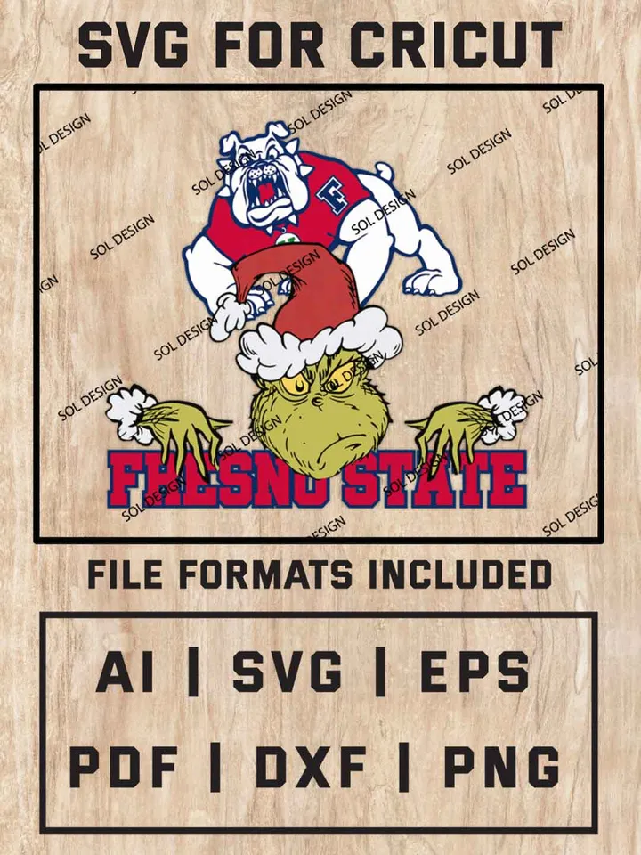 Grinch Fresno State Bulldogs SVG, NCAA SVG Design, NCAA Fresno State Bulldogs SVG, NCAA Bulldogs Cricut, Christmas Svg, Grinch svg, Digital Download