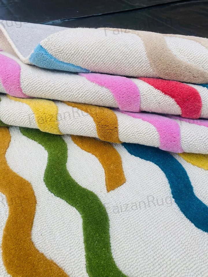 Buy Multi Color Rug Hand Tufted Modern Rug Handmade Wool Carving Rug Large Area Home Rug for Living Dining Bedroom 10x10 8x10 9x12 10x14