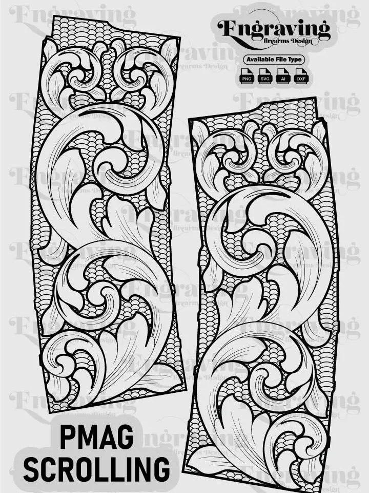 PMAG SCROLLING Engraving Design | Vector File Bundle for Laser Engraving