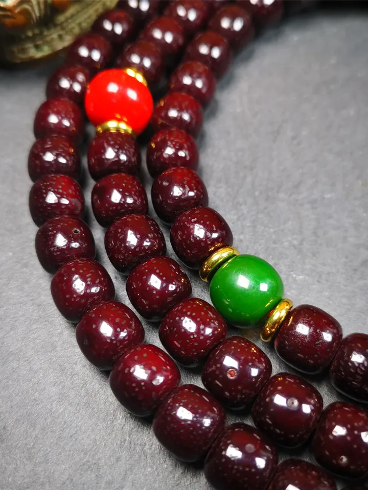 Gandhanra Large 108 10mm Lotus Seed Beads Mala,Barrel Shape Prayer Beads Necklace,Tibeatn Rosary Beads,40" Length