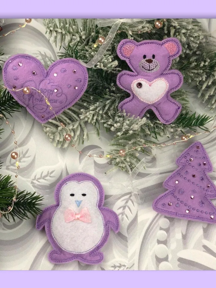 Christmas Tree Toys Set Machine Embroidery Design Pattern for Felt Machine Embroidery Pattern Chtistmas embroidery motif
