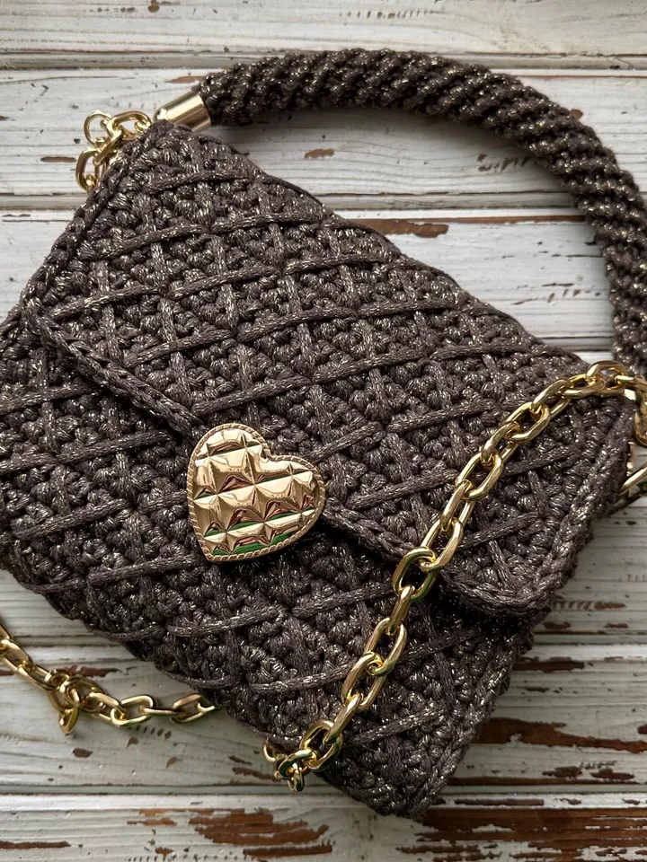 Crochet pattern women handbag PDF digital instant download, video tutorial, vegan crossbody, top handle, small purse, clutch, shoulder bag