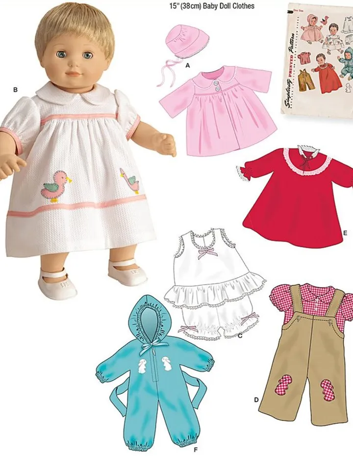 Vintage Sewing Pattern Dolls 15" Copy Simplicity 1708 Wardrobe Clothes for Dolls 15" Digital Download PDF