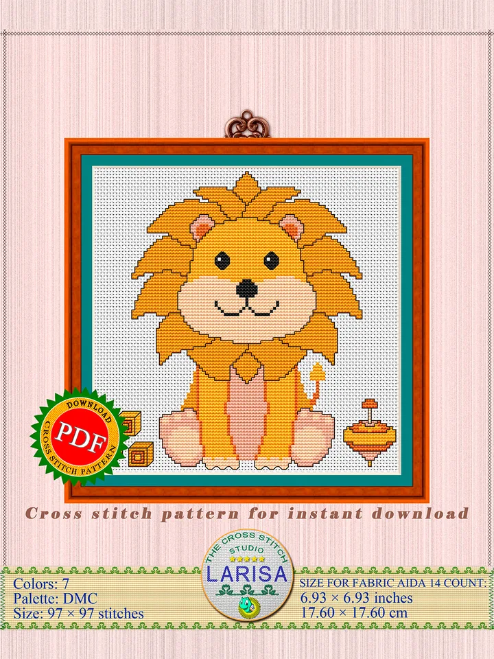 Lion Cub Cross Stitch Pattern | Delightful King of Beasts Design