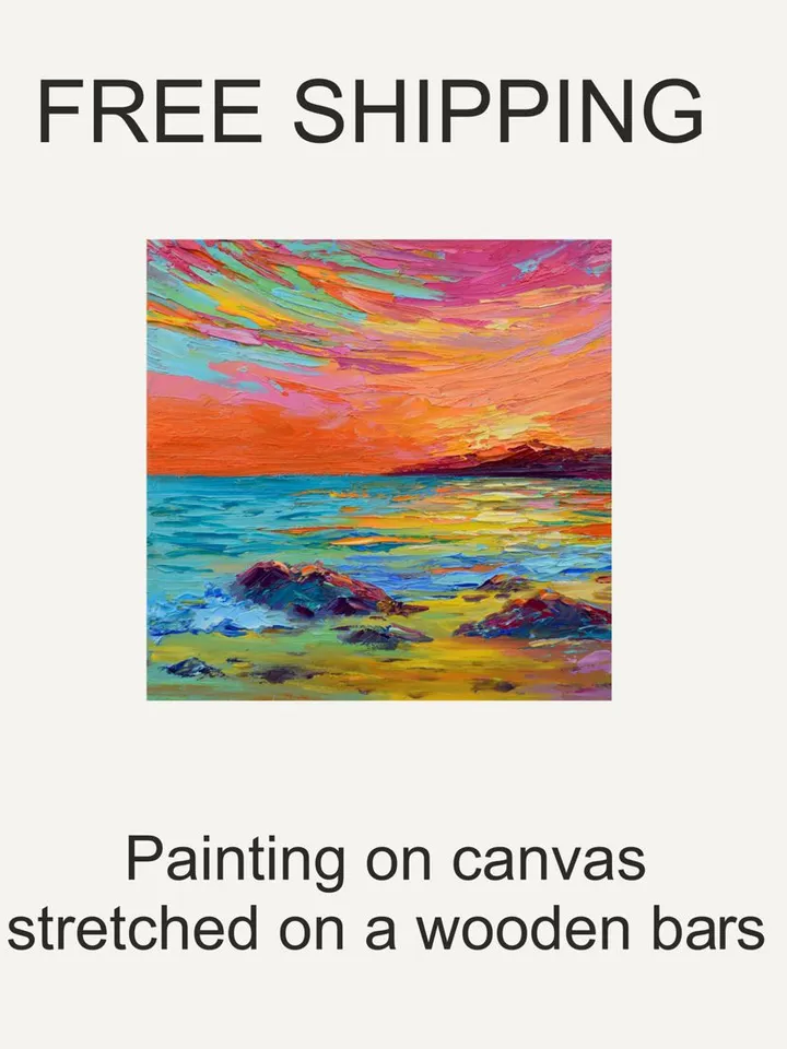 Seascape oil painting original art on canvas Hawaiian Coast art Beach painting 8 by 8 inch