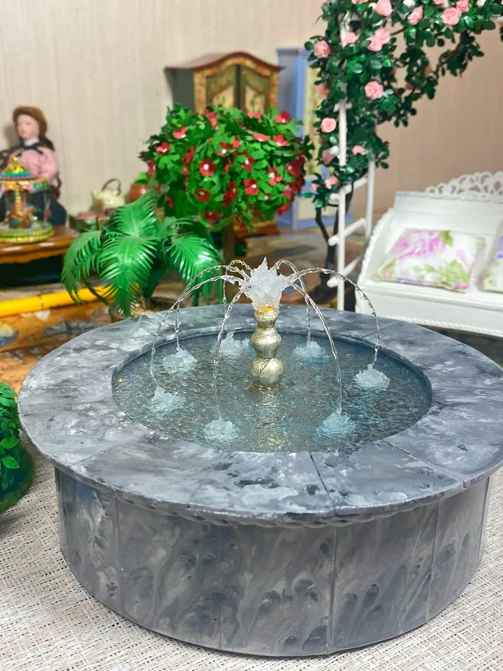 Fountain for a dollhouse. 1.12.Handmade. Lightweight, beautiful fountain for a doll park.