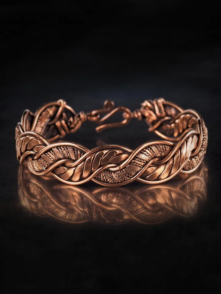 Woven copper wire bracelet Antique style handcrafted copper jewelry Unique gift