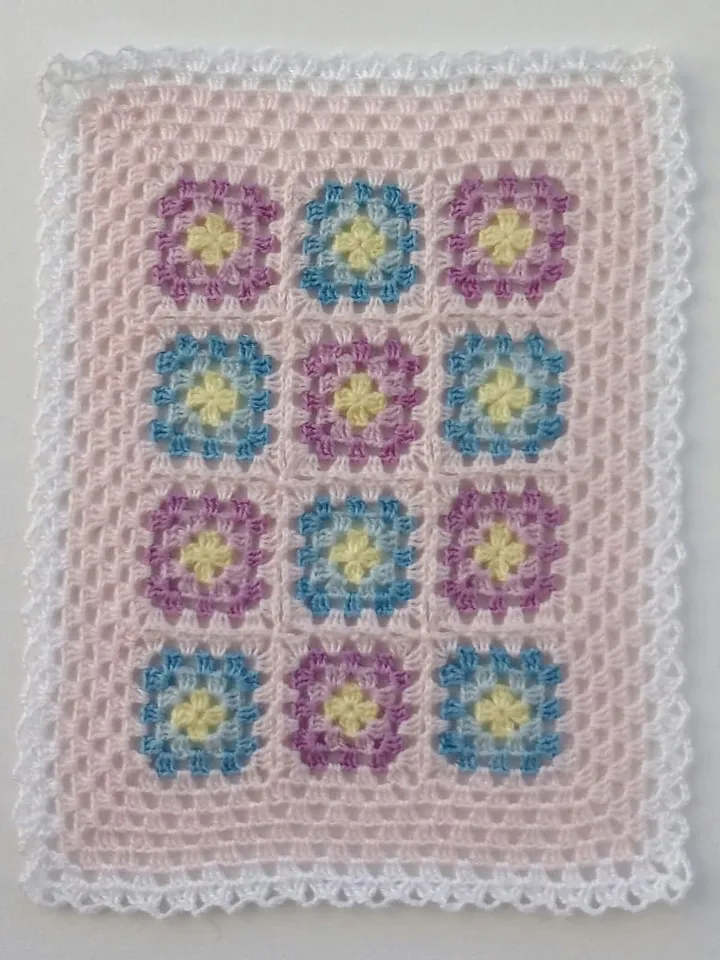 Miniature Blanket in Pink, Lilac and Blue