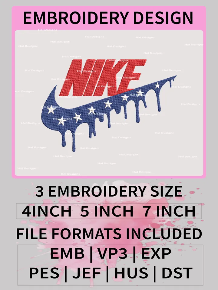 Flag America Embroidery Designs, Nike Machine Embroidery Patte, Flag USA Logo Embroidery File.