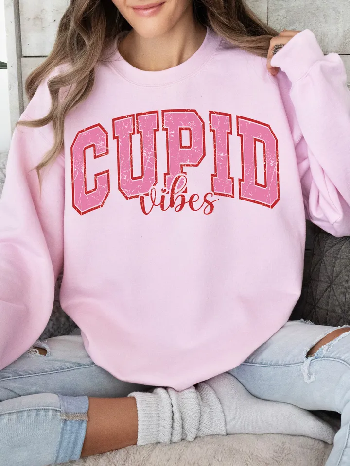 Varisty Cupid Vibes SVG PNG Grunge Valentine’s Day Sublimation college cupid png, retro cut file, trendy vday tshirt pngtrendy pink vday