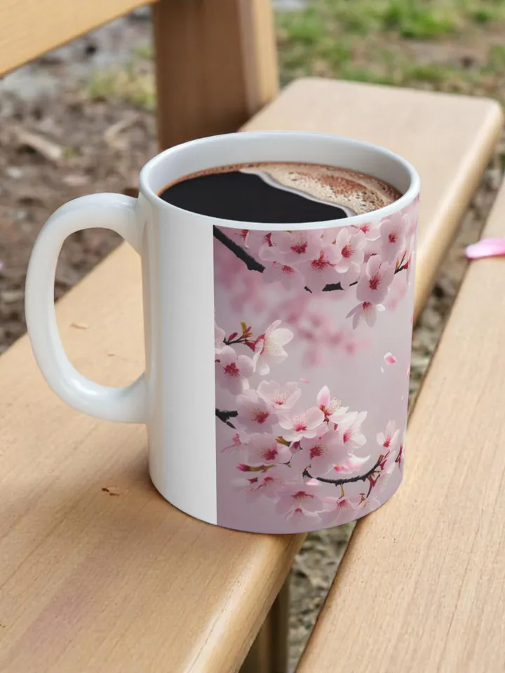 Cherry Blossom Mug, Tea Lover Gift, Inspirational Kitchen Decor, Mother's Day Gift, Spring Mug, Gift for Her, 11oz 15oz Ceramic Mug