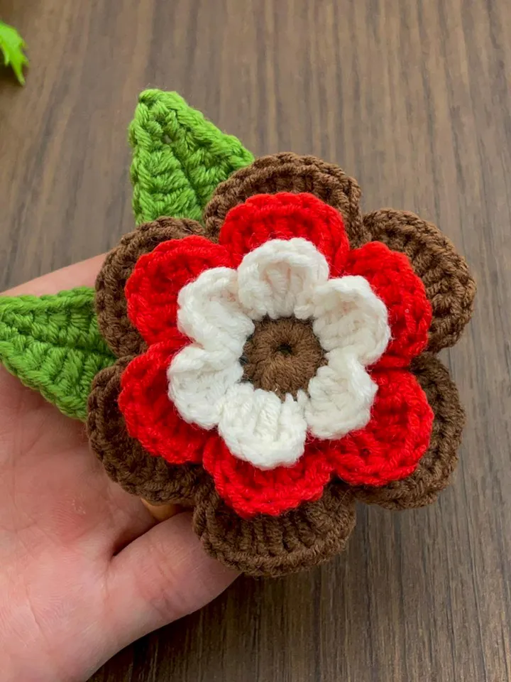 Flower Pattern 3D Layered Crochet Flower PDF Pattern, Multicolor Floral Applique, DIY Brooch Tutorial, Instant Download Motif