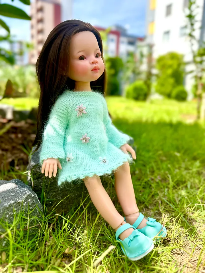 Paola Reina Doll 2 ITEMS Set: Exclusive Handmade Outfit - Dress with rhinestones, boots with bow - ooak outfit