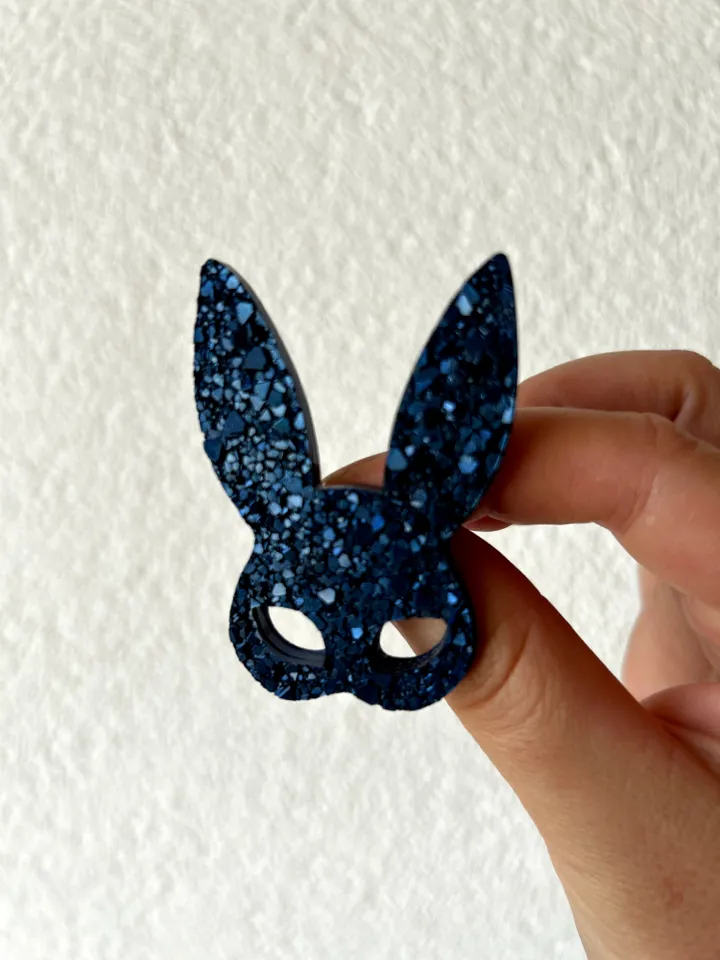 Resin rabbit mask brooch, unique brooches, bunny brooch, large brooches, jewelry for a wedding bag.
