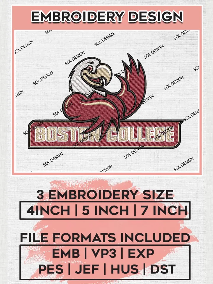Boston College Eagles Embroidery Design, NCAA Logo Embroidery Designs, Sport Embroidery, NCAA Embroidery Designs, NCAA Eagles Machine Embroidery Designs, Digital Download, Instant Download