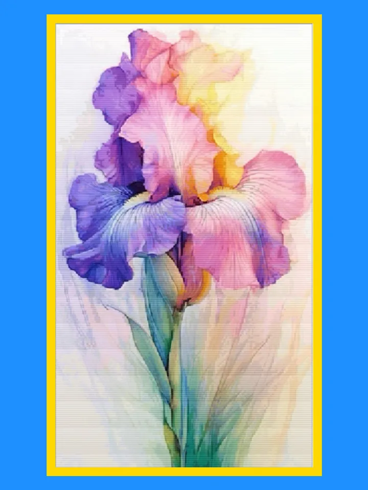 Pattern of the painting Iris watercolor cross stitch
