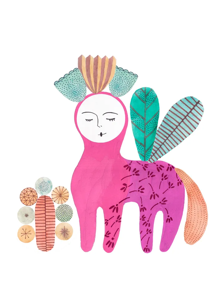 Illustration Pink animal Art print Minimalism