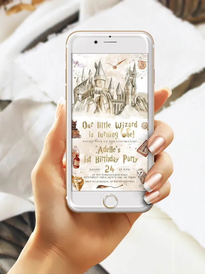 The Chosen One Invitation; Wizard Birthday Party; Magic School 1st Birthday Invitation Template; Editable Wizarding World Invitation; W7
