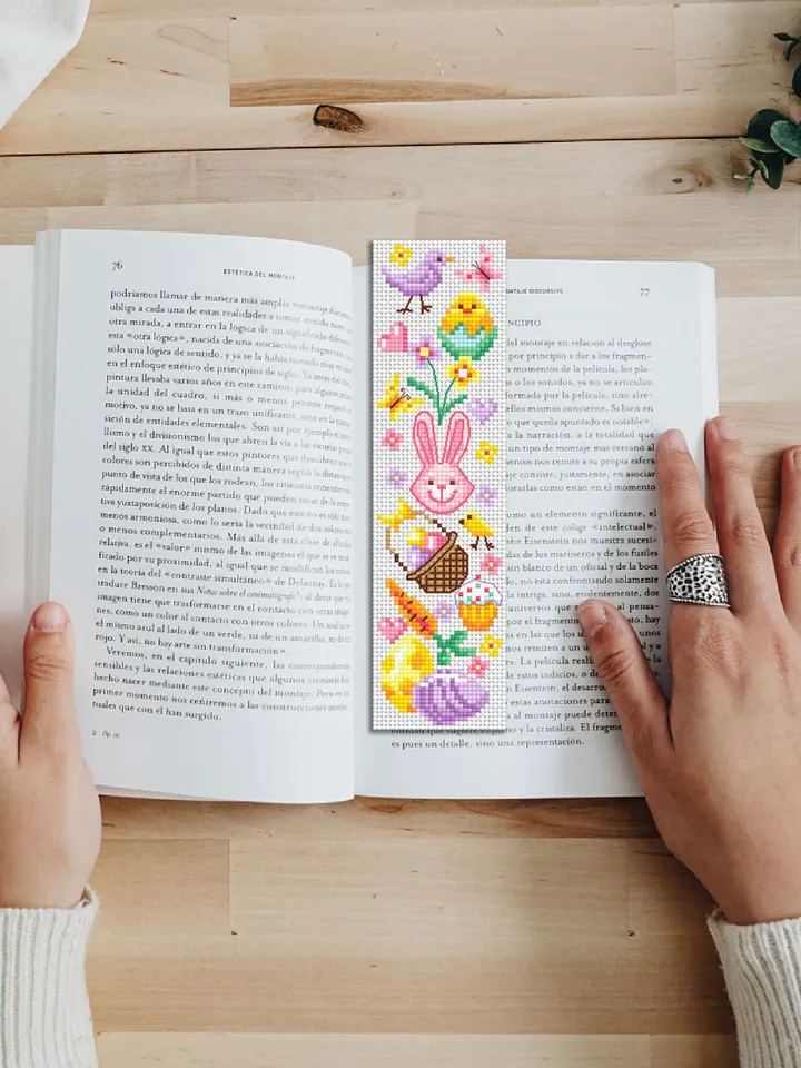 Easter bookmark cross stitch pattern PDF download Easter bunny cross stitch sampler, Pastel Bookmark pattern digital PDF, Easter eggs #B231