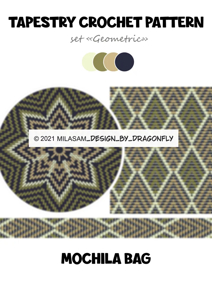 Tapestry crochet patterns - set Geometric