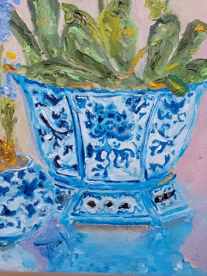 Oil painting on canvas "Still life. Orchid in a Chinese vase" 30x40cm (12x16inch)
