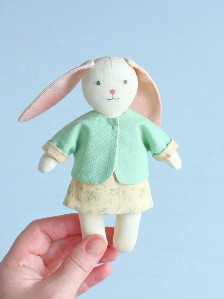 2 PDF Mini Bunny with Clothes and Basket Sewing Patterns Bundle