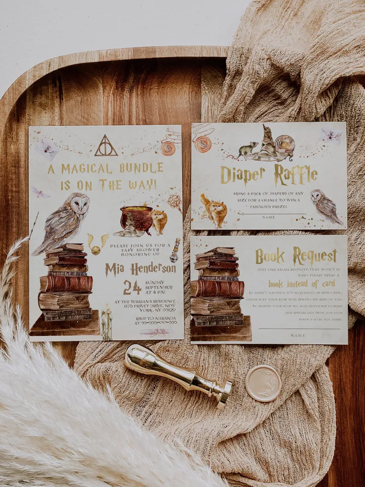 DIY Wizarding World Baby Shower Set; Magic School Baby Shower Template; School of Wizard Baby Shower invitation template; wh1