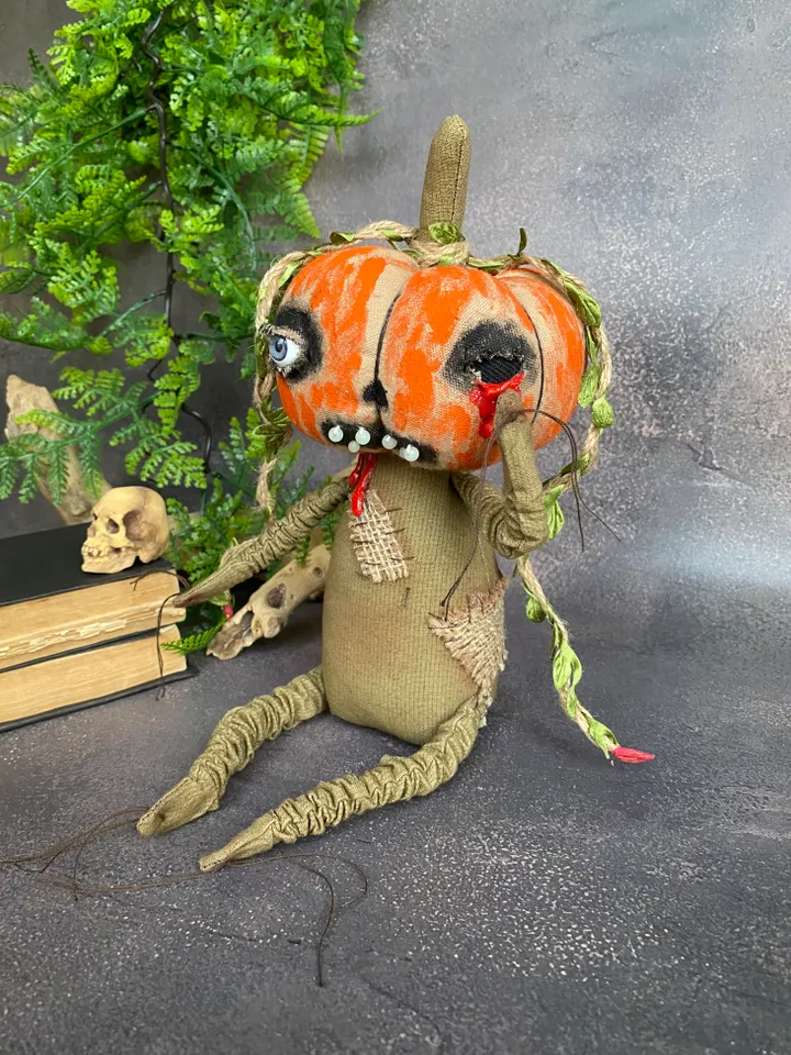 Primitive pumpkin for horror Halloween party