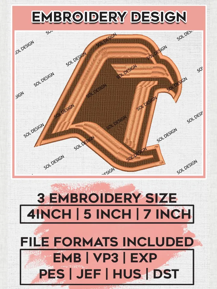Bowling Green Falcons Team Mascot Logo Embroidery Design Files, NCAA Bowling Green Falcons Machine Embroidery, NCAA Teams, 3 sizes, NCAA Machine embroidery designs, Digital Download