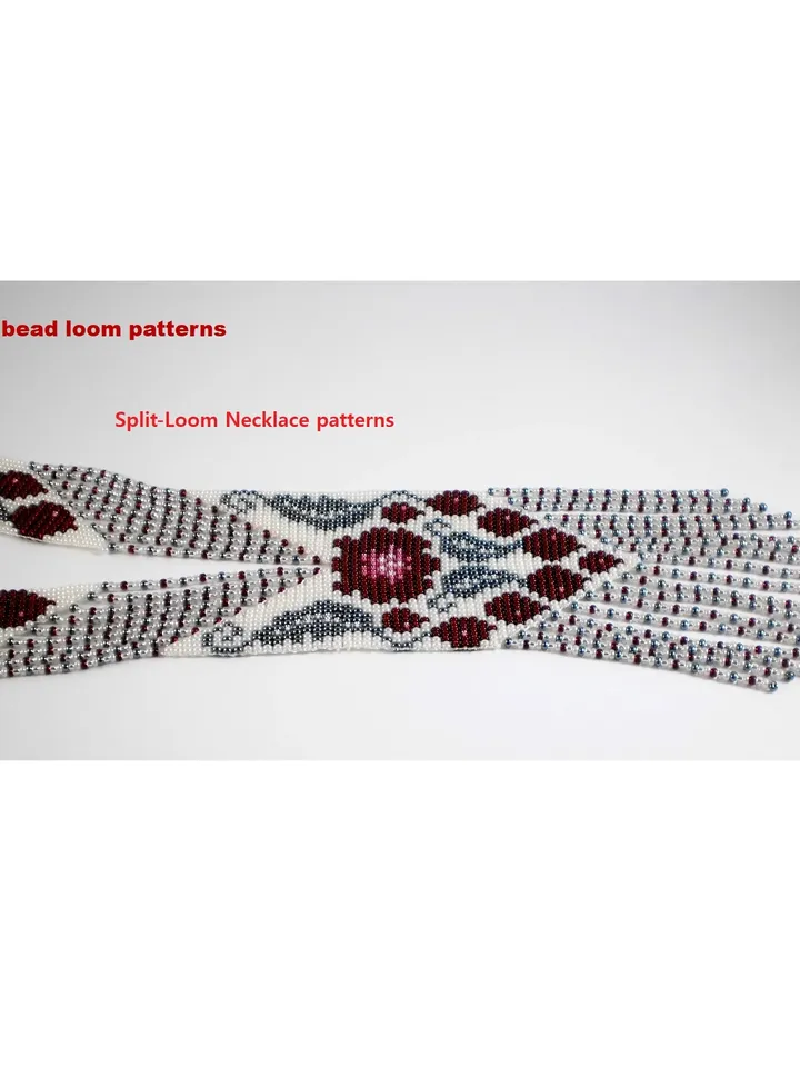 Bead loom patterns, schemes for a Gerdan-Split-Loom Necklace, Beading Loom only Pattern Instant Download, PDF