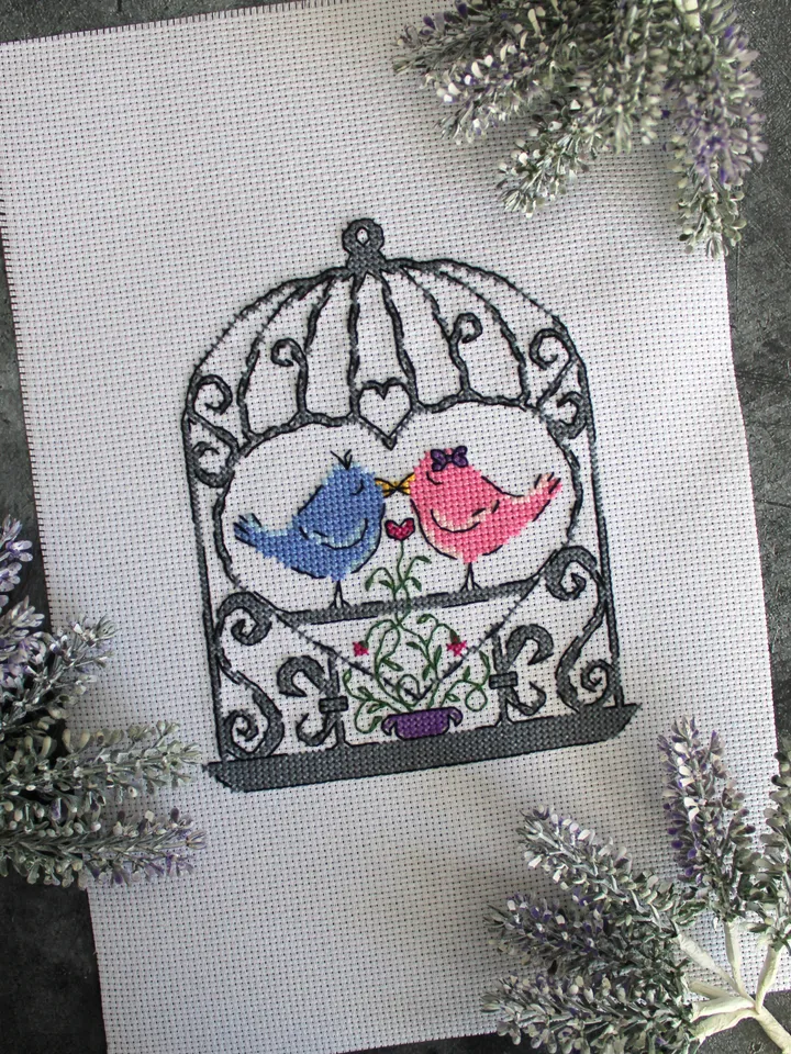 Cross stitch pattern Birds, Cross stitch chart PDF, gift idea for lovers