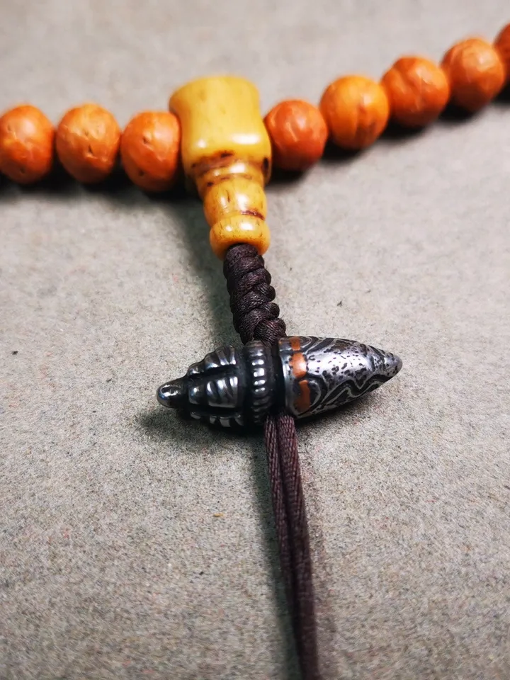 Gandhanra Handmade Tibetan Amulet,Stupa Pagoda Pendant Bead,Spacer Bead for Mala,Bag Hanging,Prayer Bead Accessories,0.9" × 0.3"