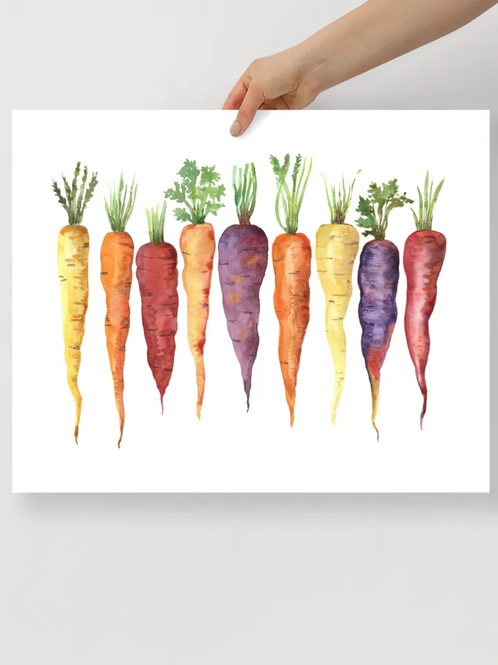 Carrots Watercolor Print, Colorful Carrots, Vegetable Painting, Rainbow Carrots, Kitchen Art Print, Watercolor Painting Print