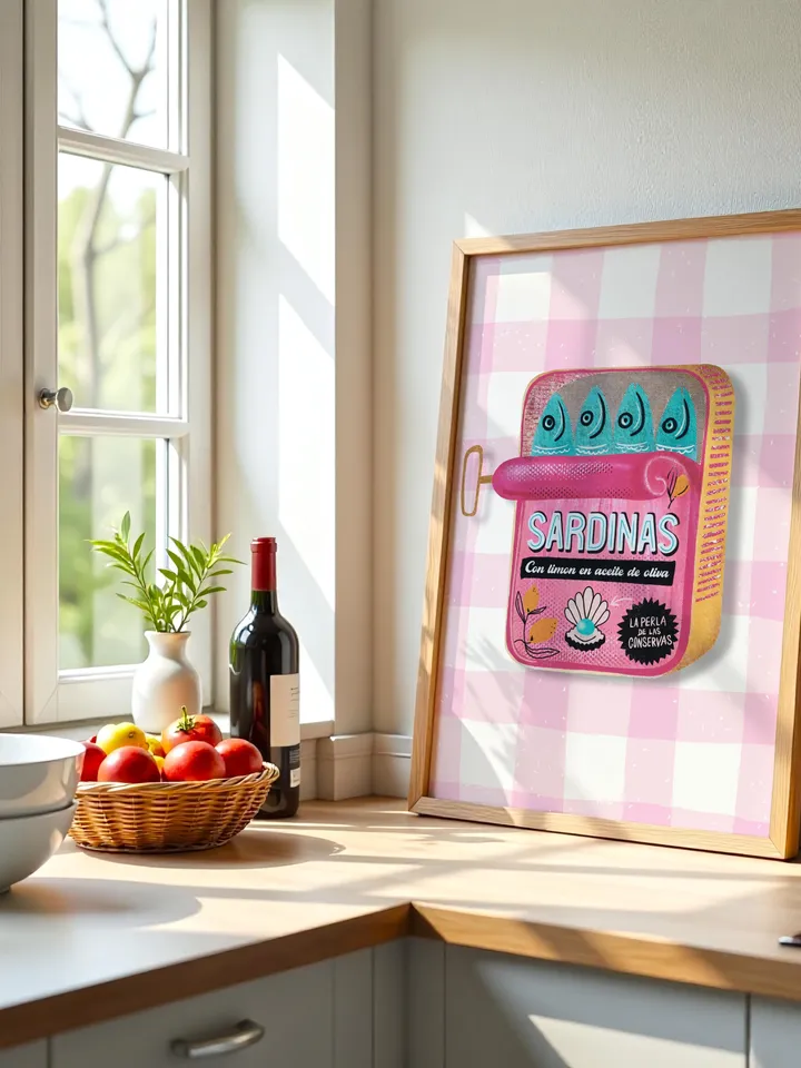 Sardines Print Sardine Tin Vintage Poster Retro Sardine Wall Art Fish Print Eclectic Wall Art Colorful Kitchen Art Maximalist Poster Digital