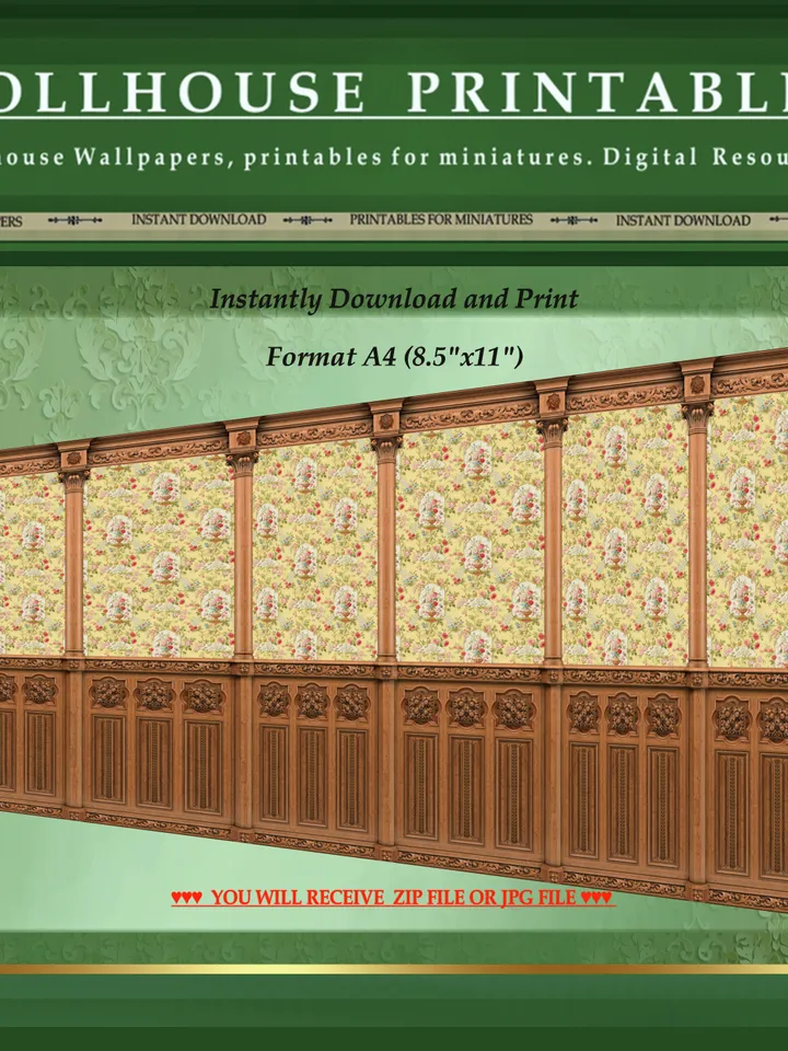 Wallpapers- Set 15-v3 | Printables for Dollhouses and Unique Miniature Projects | Digital Downloads | in Scale 1/12th
