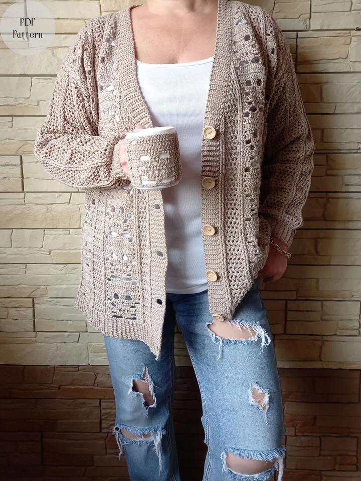 Crochet pattern, Crochet skulls cardigan, Oversized cardigan, Loose crochet cardigan, Crochet pattern easy cardigan