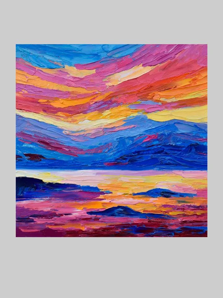 Hawaii Painting Coastal Original art 7 by 7 inches Seascape painting Colorful Sunset art