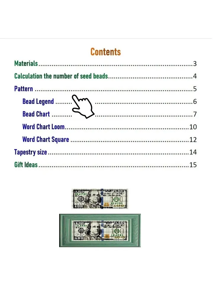 100 $ bill Loom Small Tapestry Pattern, Beaded Mini Banner Pattern, seed bead pattern, PDF instant download