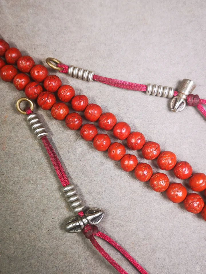 Gandhanra Handmade Tibetan Buddhist Mala Counters,Prayer Bead Counters,with Dorje and Vajra,Made of White Copper