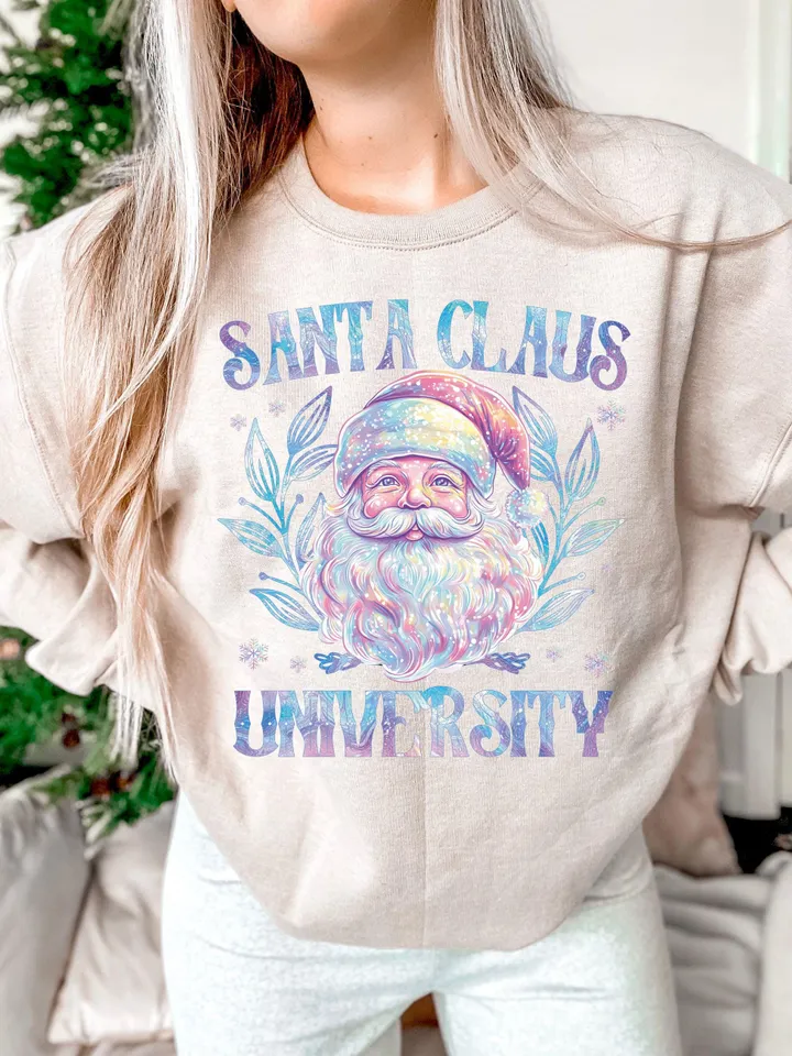 Iridescent Santa Universty PNG, Retro Christmas png, Vintage Santa png, Christmas png, Santa Claus, Merry Christmas png, Iridescent Santa