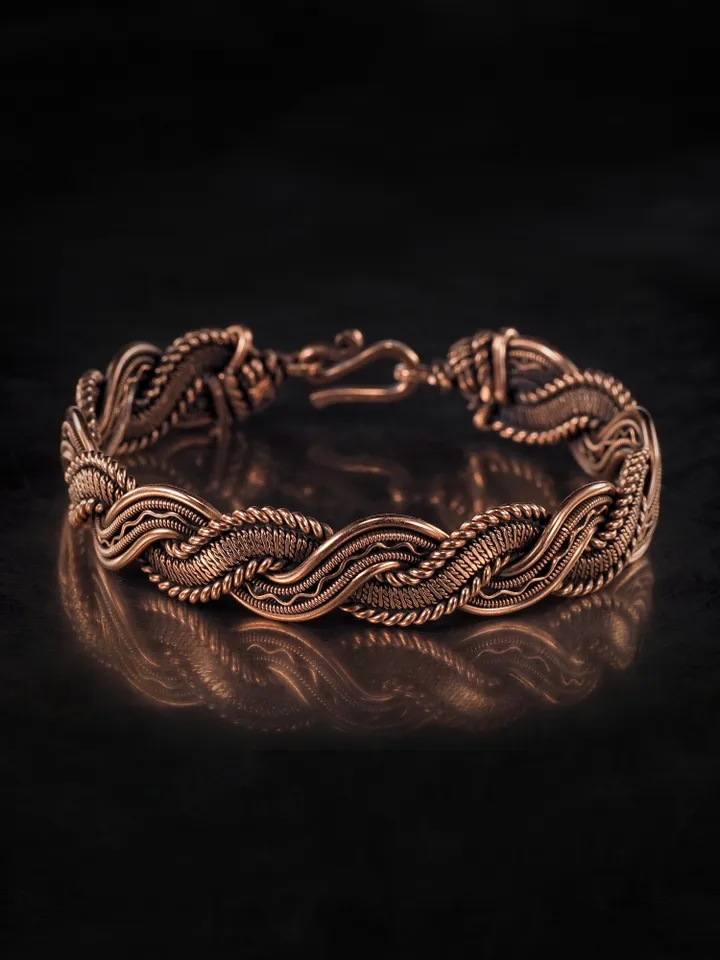 Woven copper wire bracelet Antique style handcrafted copper jewelry Unique gift