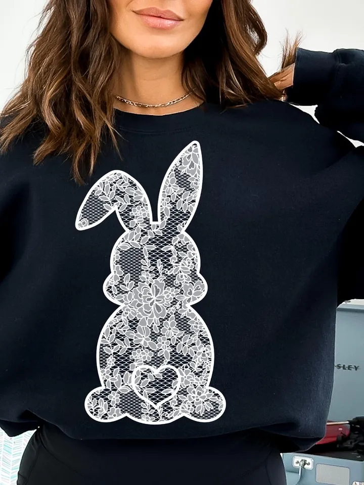 Lace Bunny Easter Png, Easter Png, Floral Bunny Png, Floral Chinoiserie Png, Bunny png, Girly easter png, Spring png, Lace Bunny Png