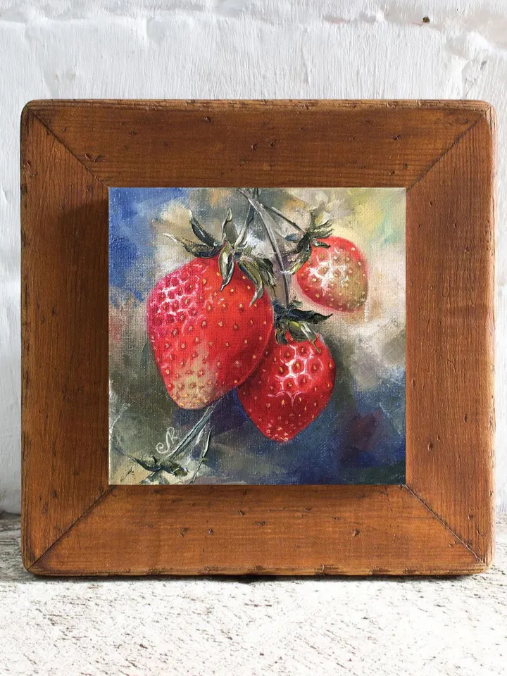 Fruits Original Painting Oil Still Life Strawberry Painting
